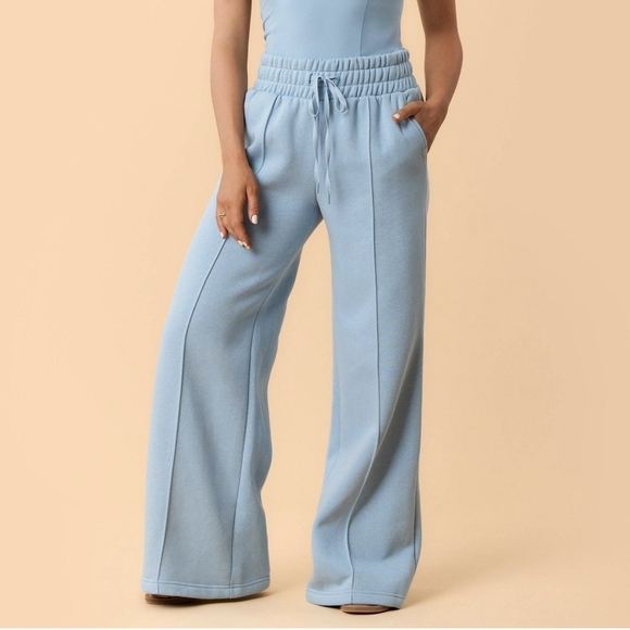 New Blogilates Women's Travel Trouser High-Rise Wide Leg Sweatpants Blue XL - Picture 2 of 12